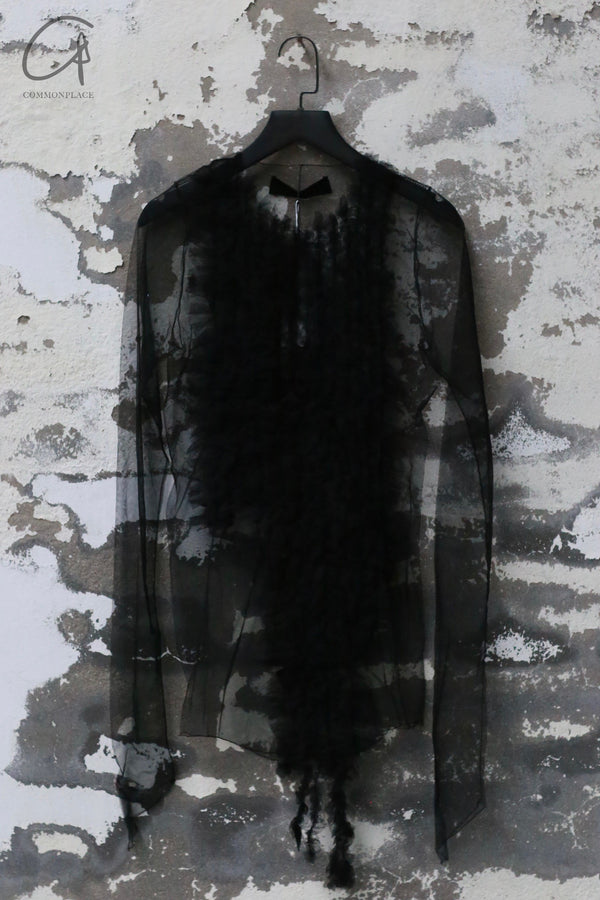 Marc Le Bihan irregular pile mesh T-shirt series collection French handmade MLB-2811-HEI black